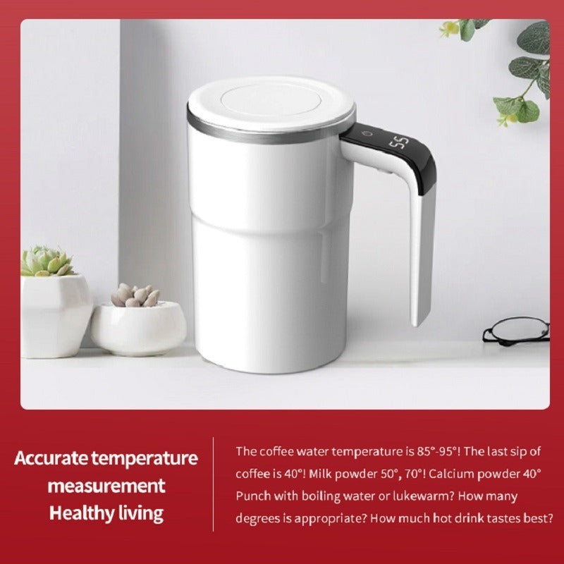 Automatic Coffee Stirring Cup, Stainless Steel Self-stirring Coffee Cup With Lid, Automatic Stirring, LED Intelligent Display Temperature