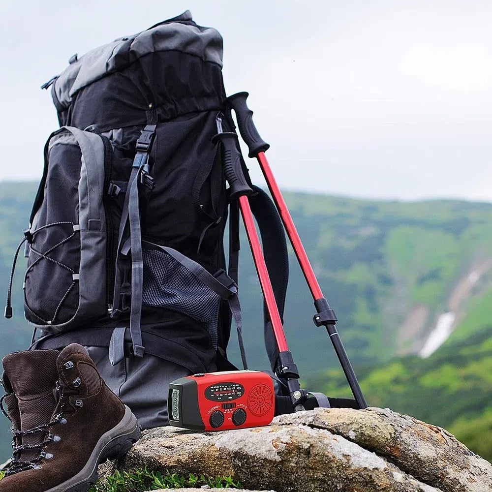 Emergency Radio Crank Solar Hand Weather Power Bank Charger Light