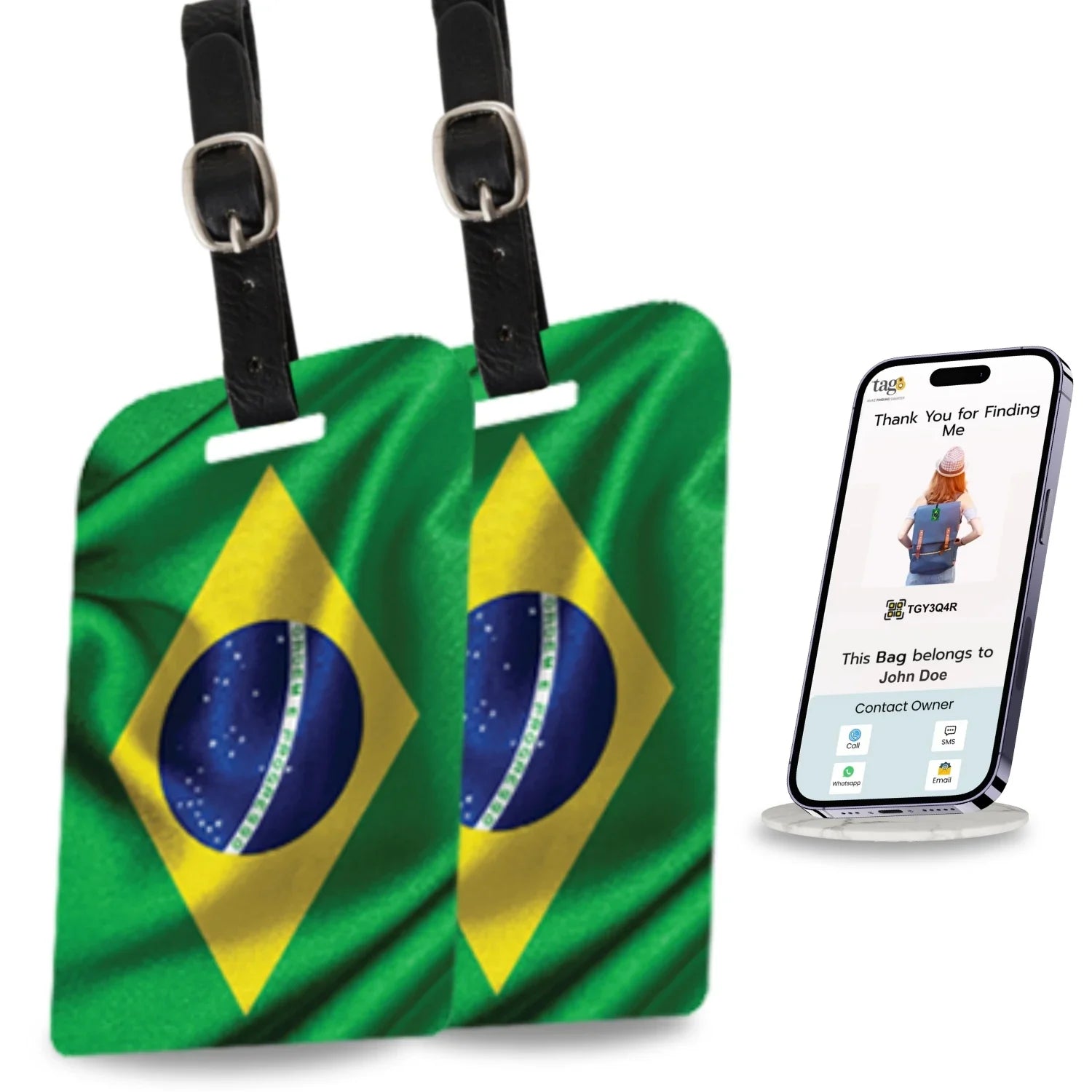 Smart Bag Security Tag - Brazil Flag [Pack 2]-0