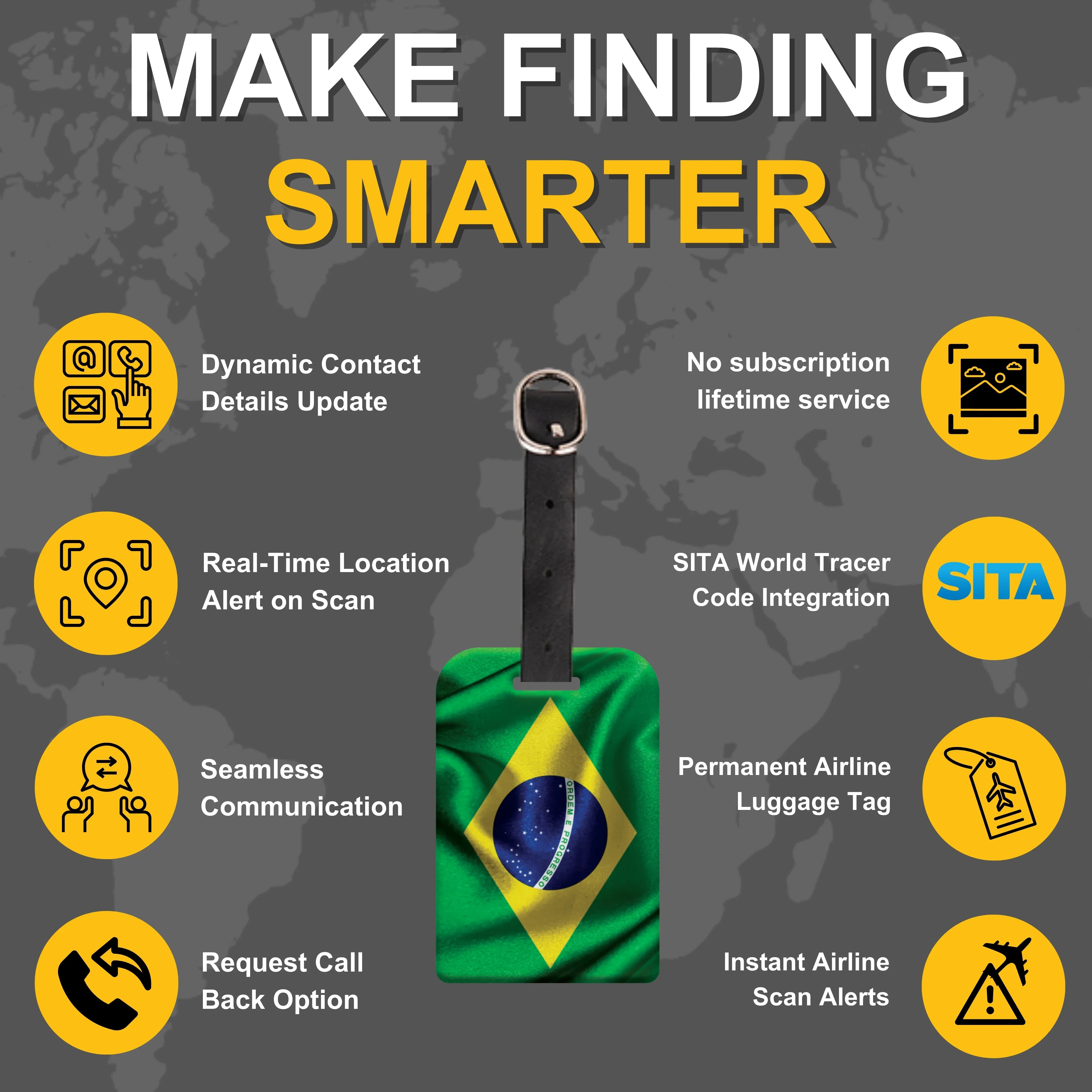 Smart Bag Security Tag - Brazil Flag [Pack 2]-3
