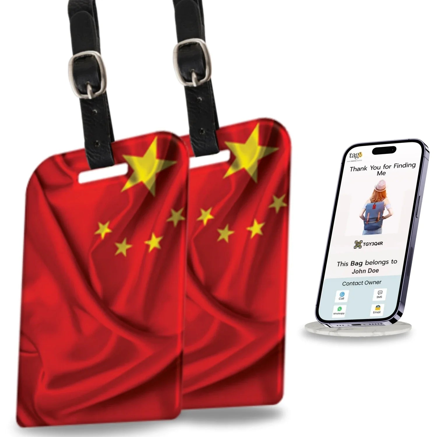 Smart Bag Security Tag - China Flag [Pack 2]-0