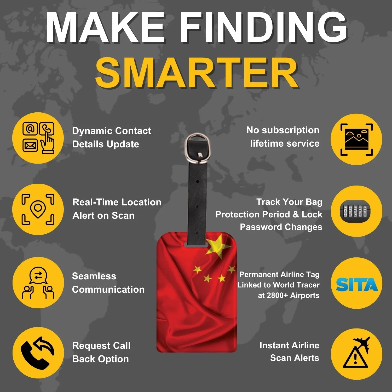 Smart Bag Security Tag - China Flag [Pack 2]-3