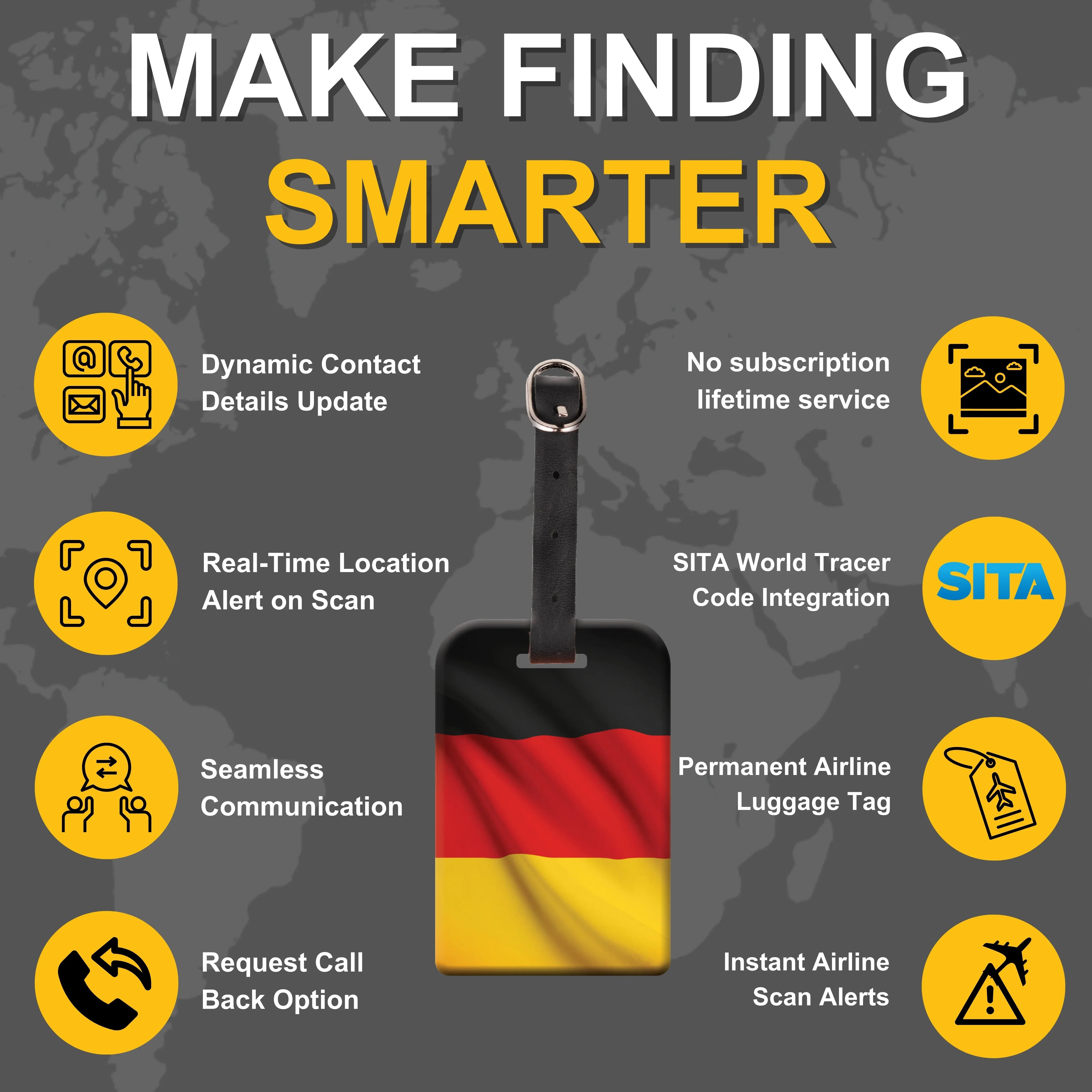 Smart Bag Security Tag - Germany Flag [Pack 2]-3