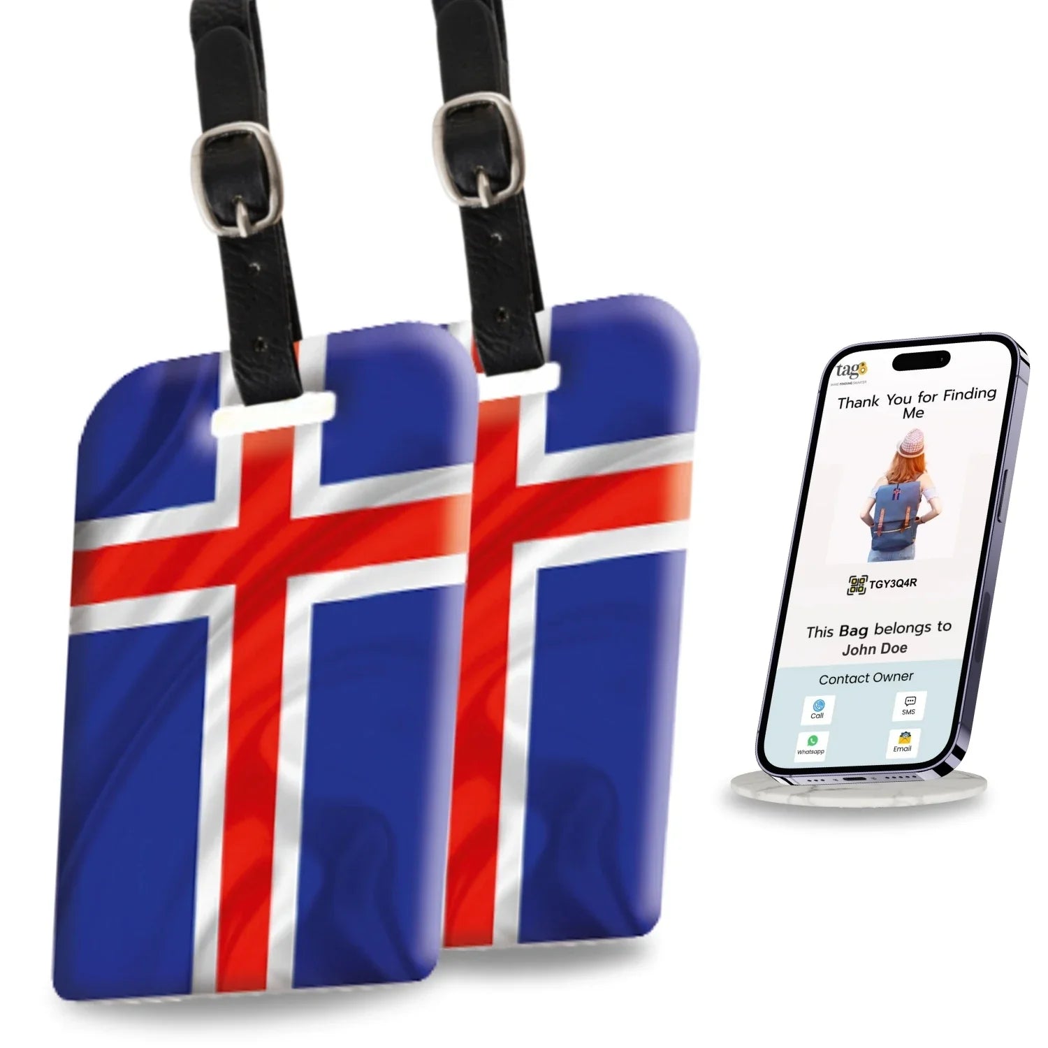 Smart Bag Security Tag -  Iceland Flag [Pack 2]-0