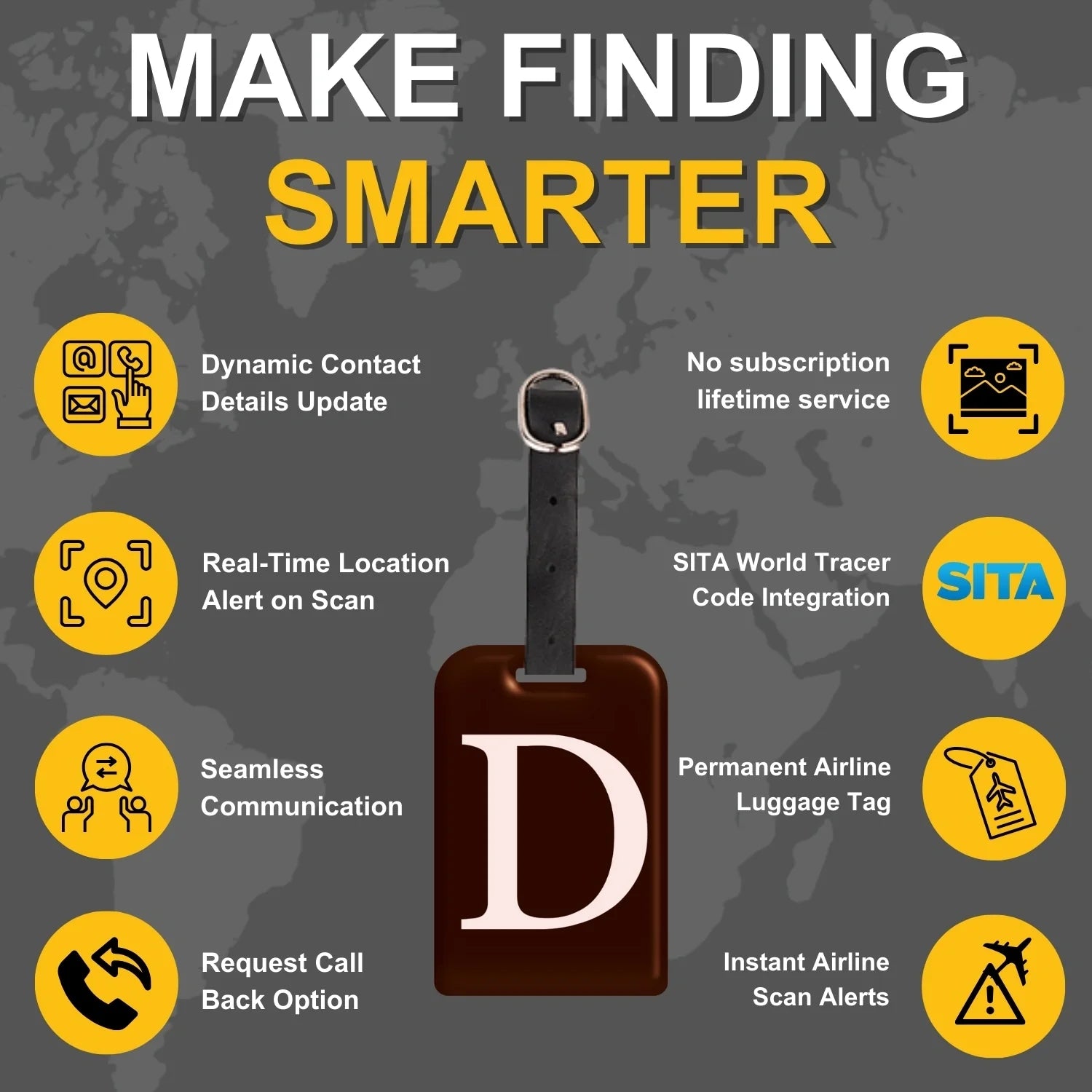 Initials Bag tag D  [pack 2]-3