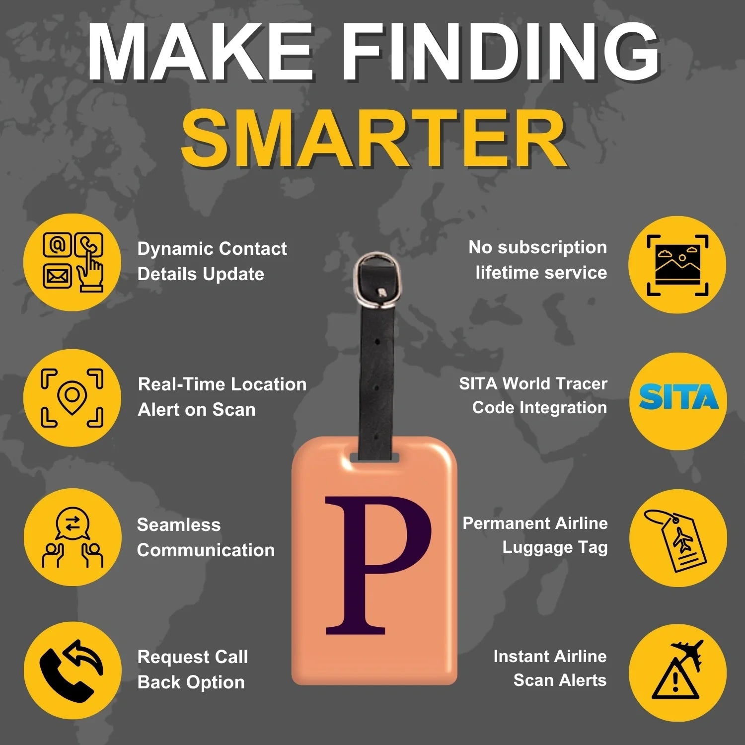 Initials Bag tag P  [pack 2]-3