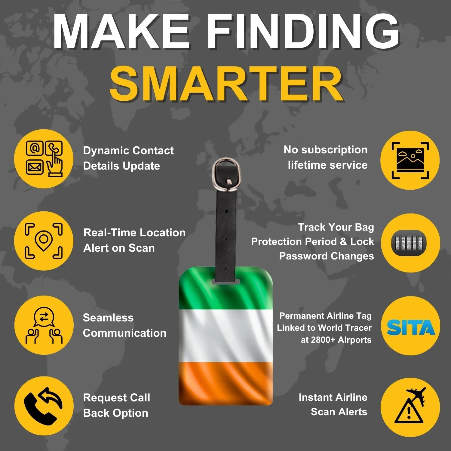 Smart Bag Security Tag - Ireland Flag [Pack 2]-4