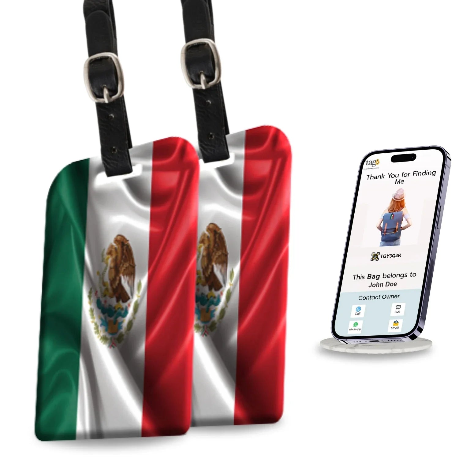 Smart Bag Security Tag - Mexico Flag [Pack 2]-0