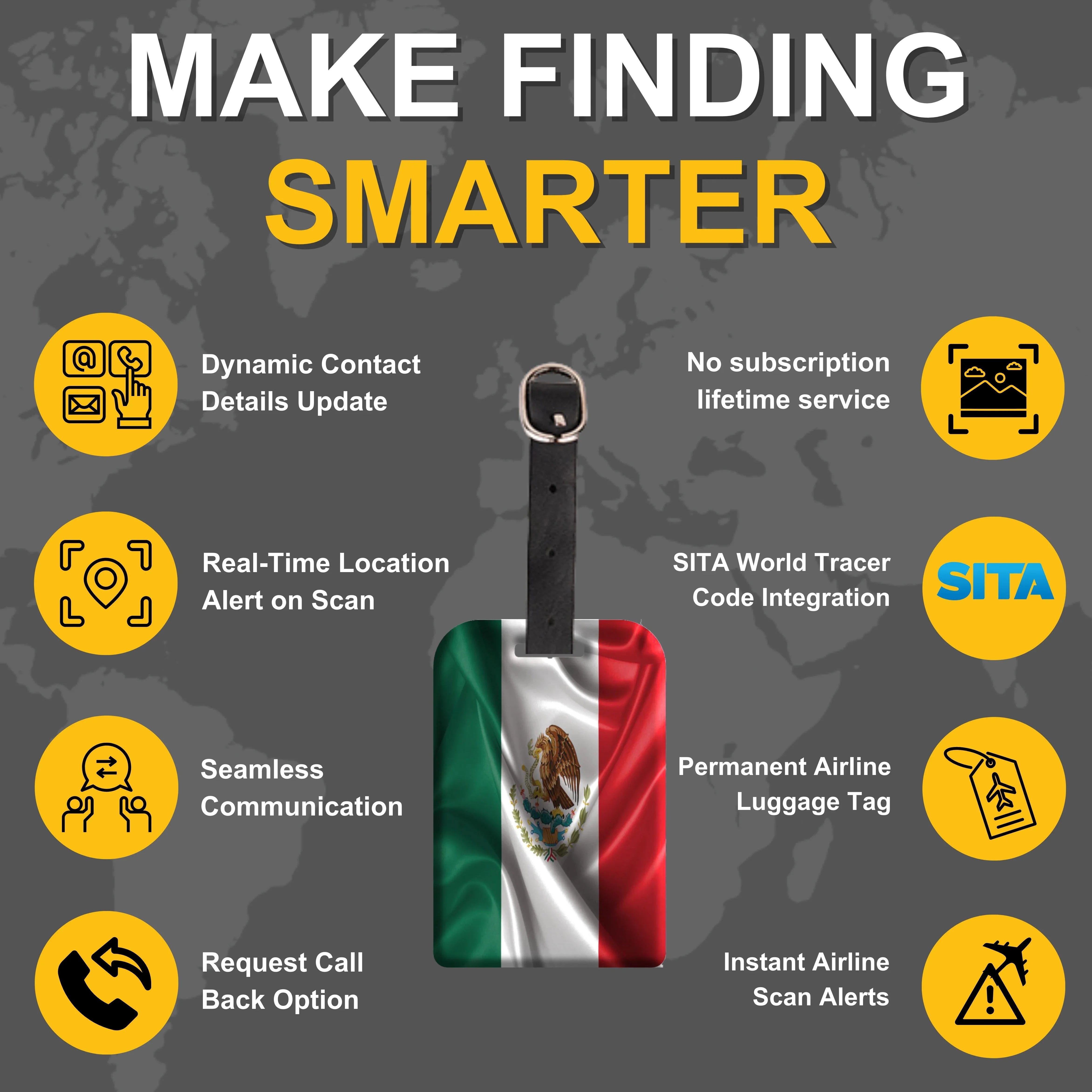 Smart Bag Security Tag - Mexico Flag [Pack 2]-3