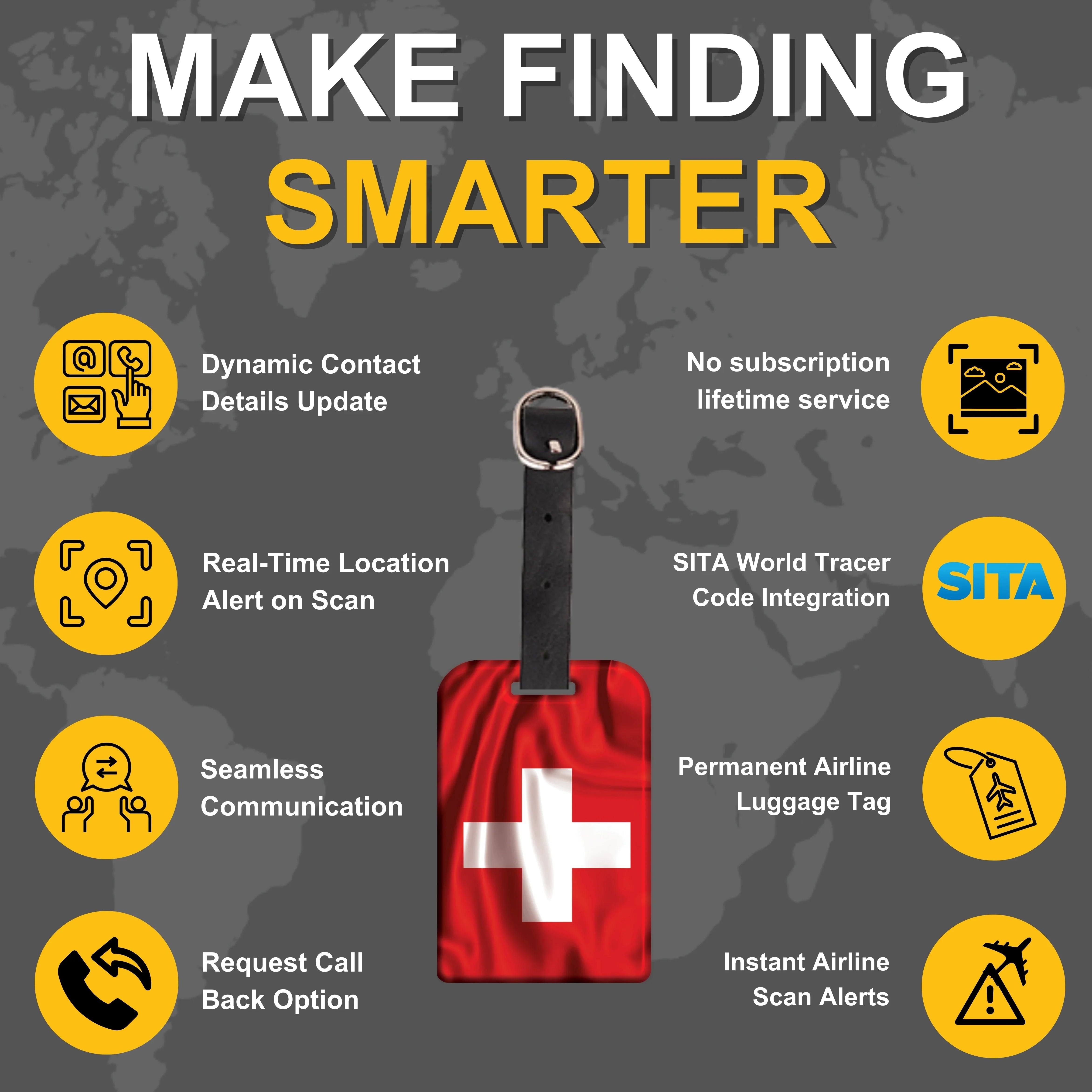 Smart Bag Security Tag - Swiss Flag [Pack 2]-3