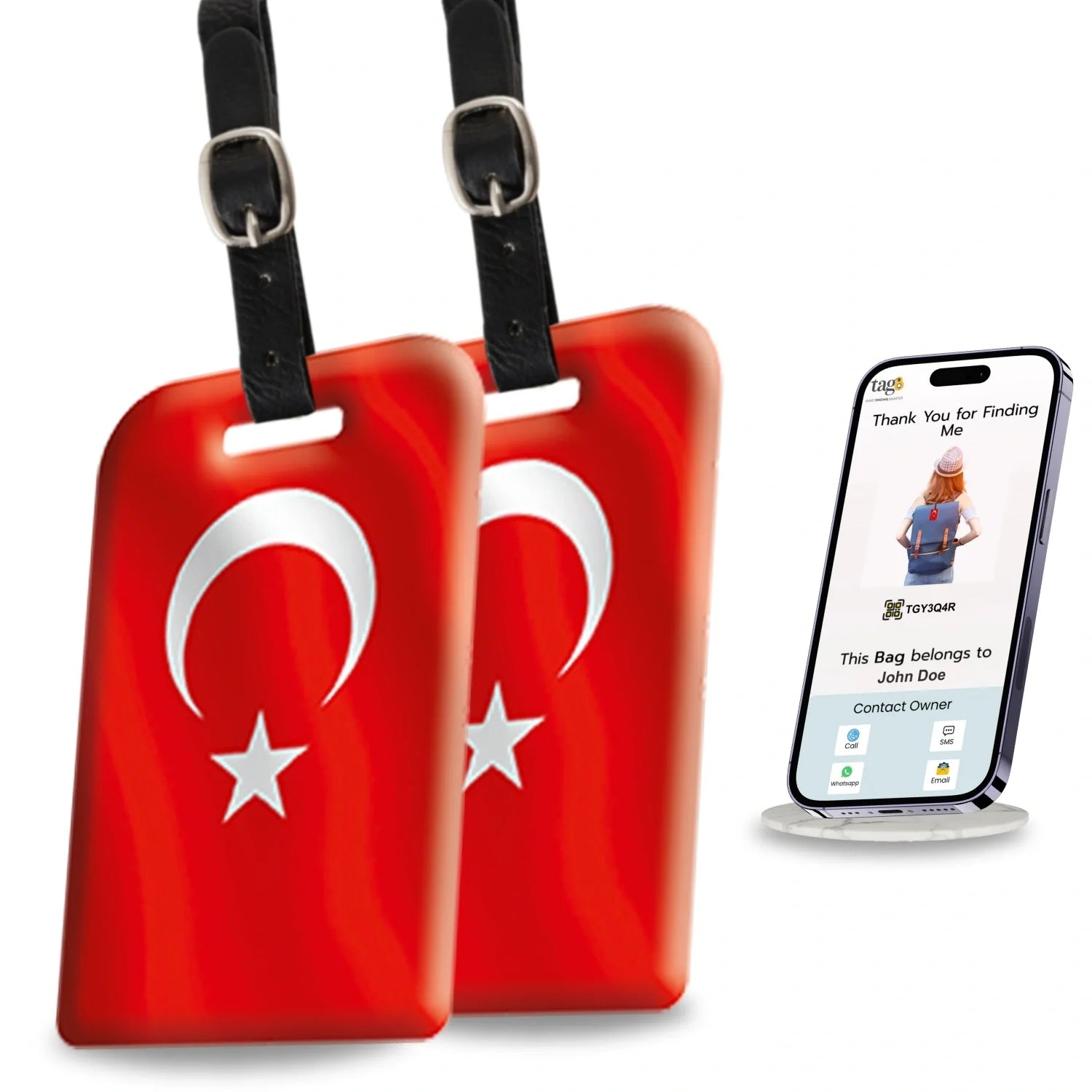 Smart Bag Security Tag - Turkey Flag [Pack 2]-0